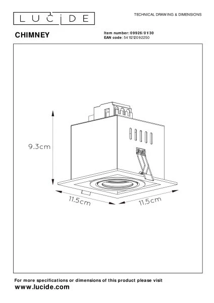 Lucide CHIMNEY - Recessed spotlight - 1xGU10 - Black - technical